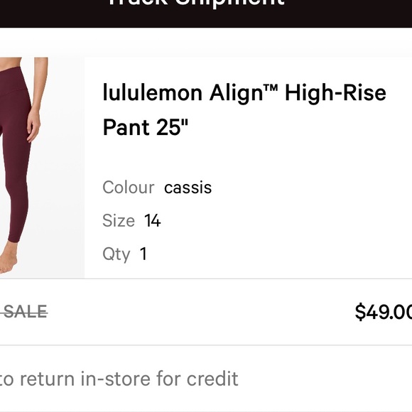 Lululemon Align High Rise Leggings 25” Sz 14 cassis - Picture 2 of 2